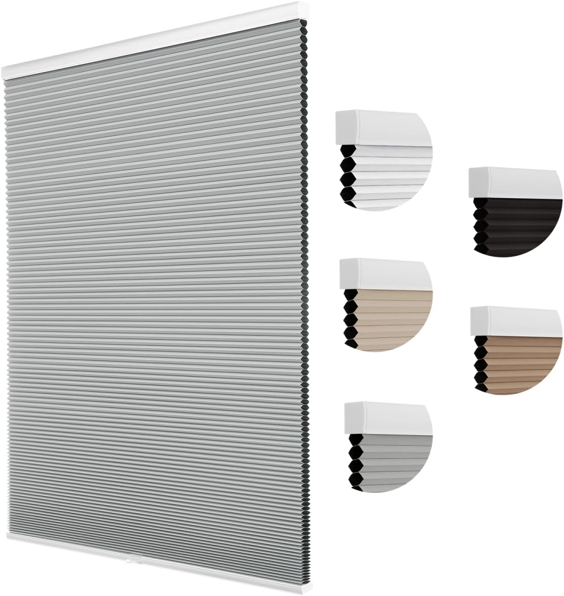MYshade Cordless Cellular Window Shades No Tools No Drill Blackout Blinds for Indoor Windows Size 27" Wide X 64" Height Grey Room Darkening Window Blinds for Bedroom, Bathroom, Kitchen, Living Room Grey 27"W x 64"H