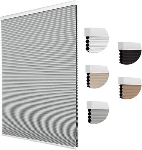 MYshade CEL27GY50A - Persianas celulares opacas y sin herramientas, fáciles de instalar, 27 pulgadas de ancho x 50 pulgadas de alto, gris