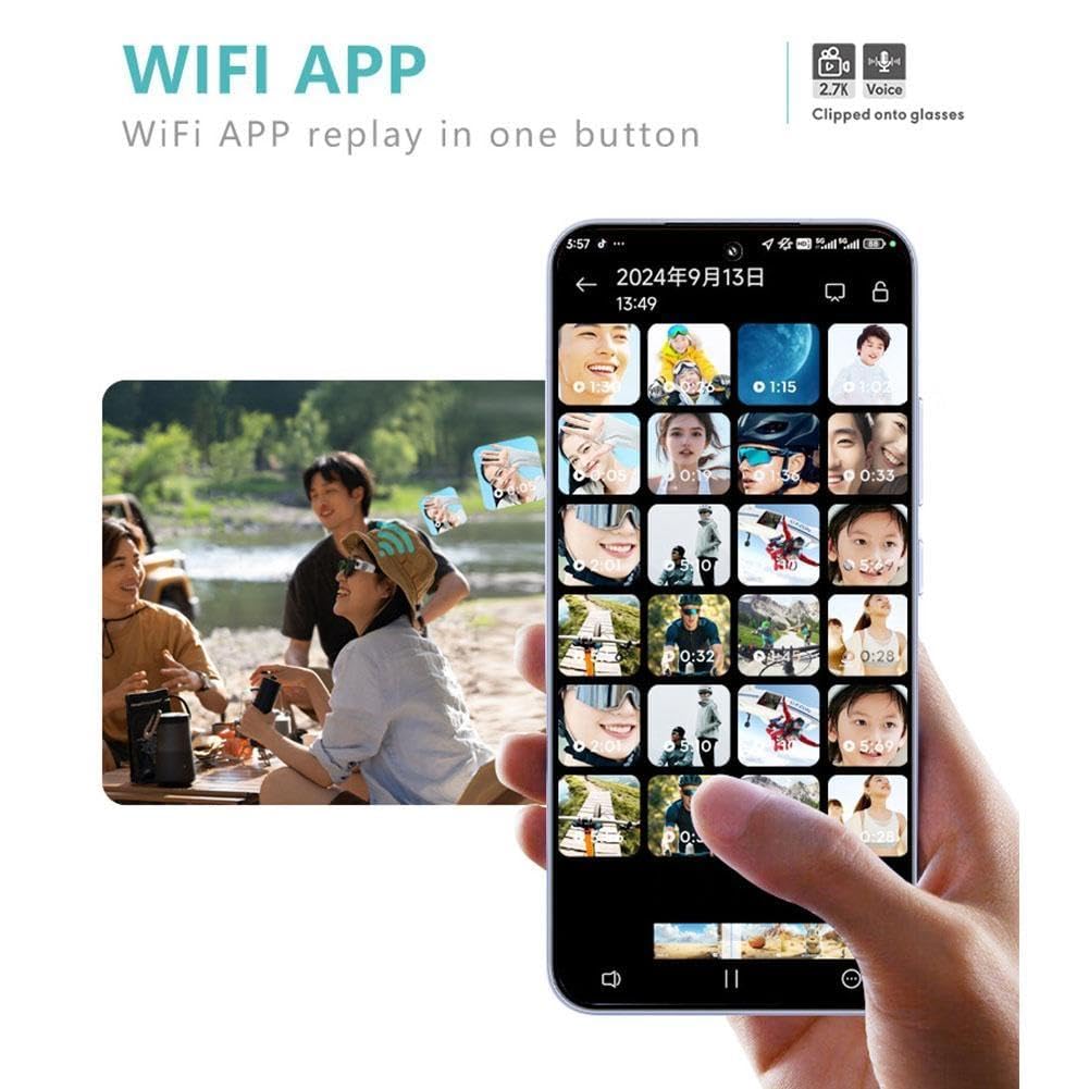 Cámara de gafas de 2,7 K con WiFi, mini portátil para deportes de seguridad al aire libre, grabadora de vídeo Dv DVR, videocámara de vigilancia K1f9 para conducir caminata
