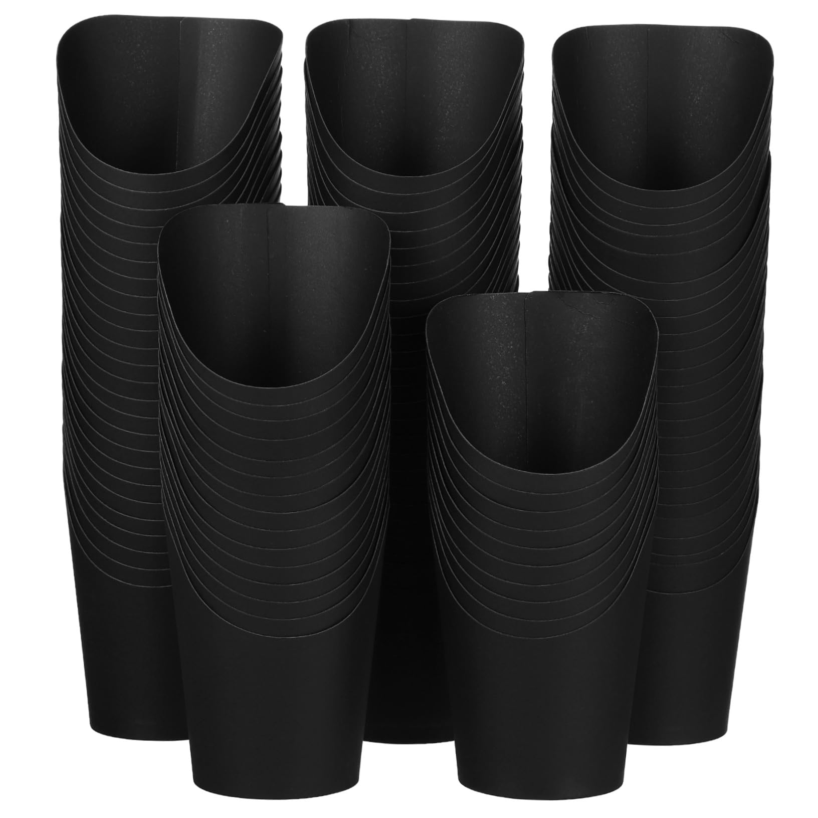 100 Gobelets Noirs à Frites en Papier 14oz Ouverture Inclinée, Robustes et Pratiques pour Food Trucks et Fêtes