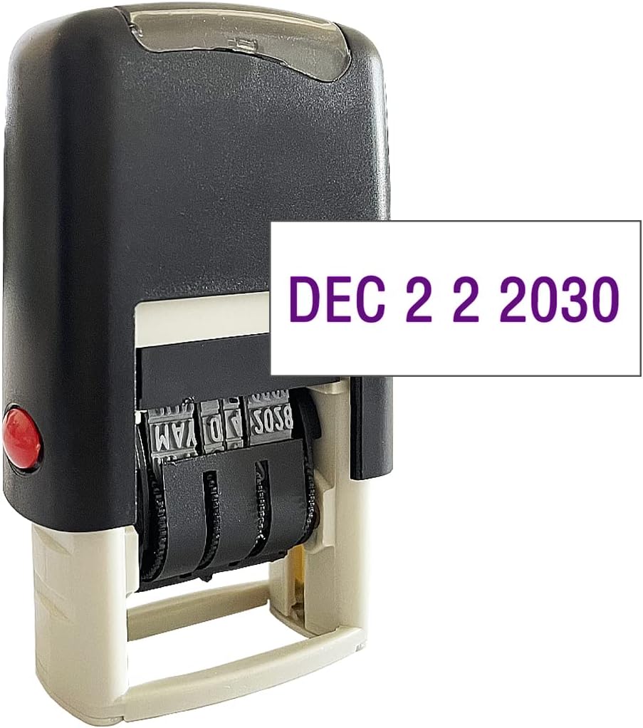 WAFJAMF Self Inking Date Stamp Rubber Date Office Stamp Blue Ink Date Stamps with Ink– Purple
