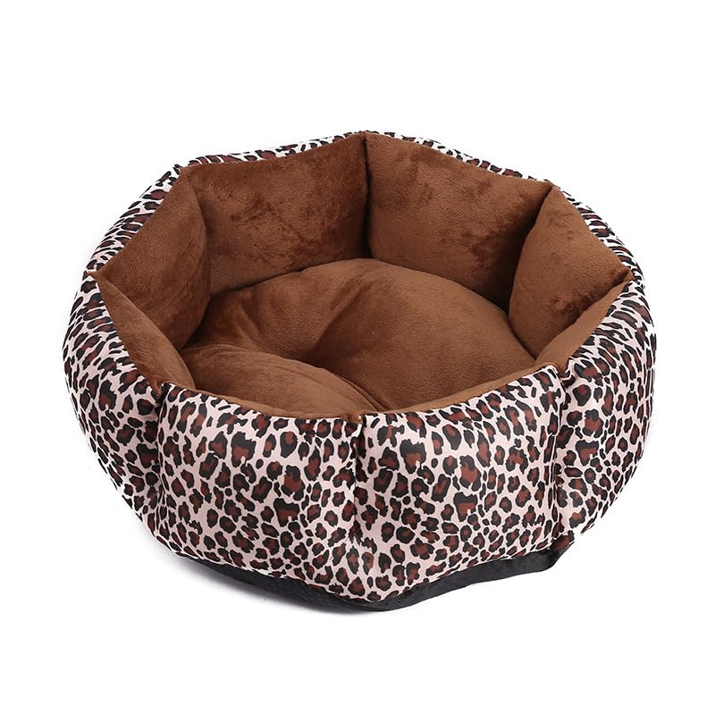 Mateju Lettino Gatto Peluche, Lettino Ciambella Cuccia Cane, Interno Morbida Letto Gatto Cuccia Lavabile per Animali Domestici con Fondo Antiscivolo per Piccolo e Media (Stampa leopardata,50x18cm)