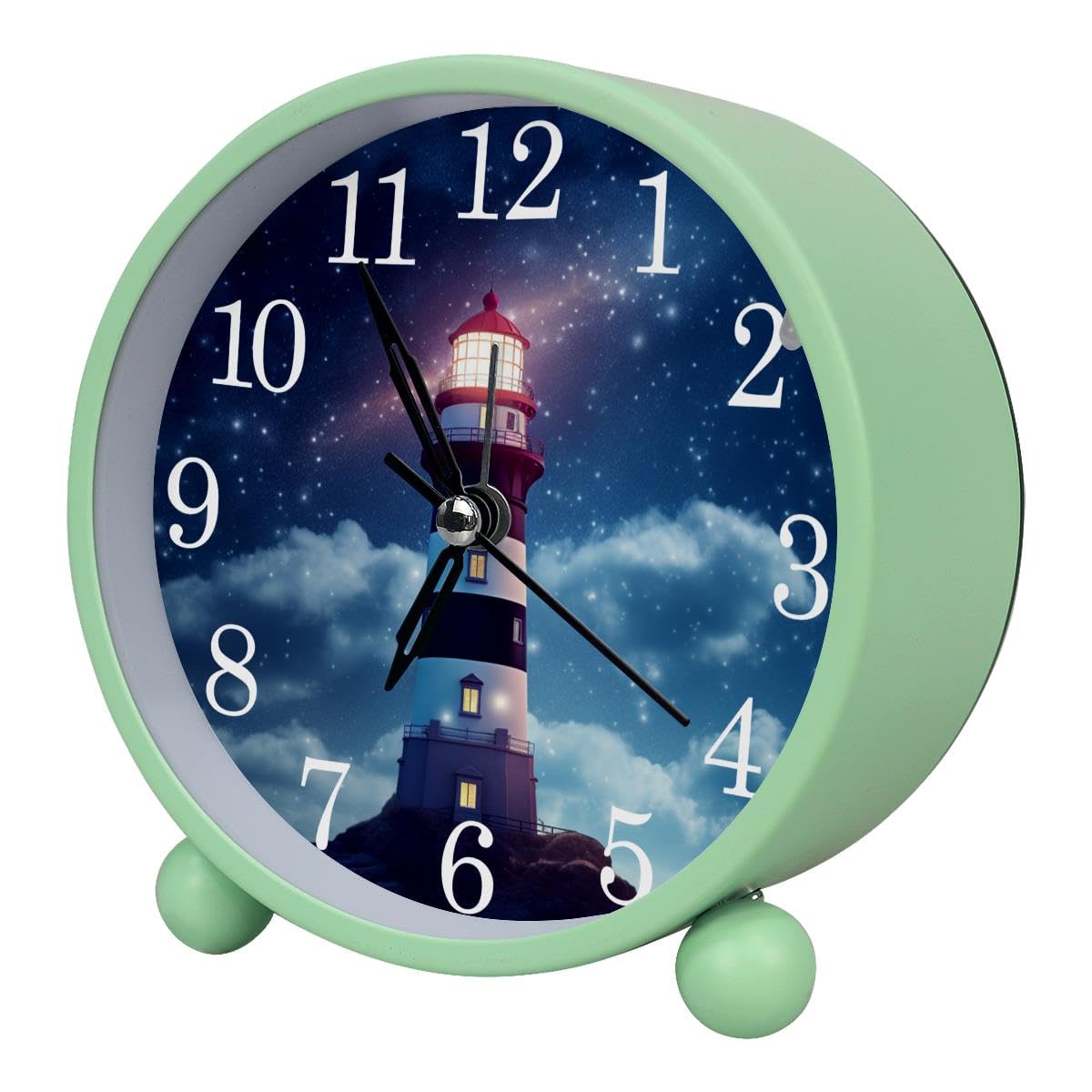 Luoweisi Alarm Clock Lighthouse, Silent Non-Ticking with Night Light