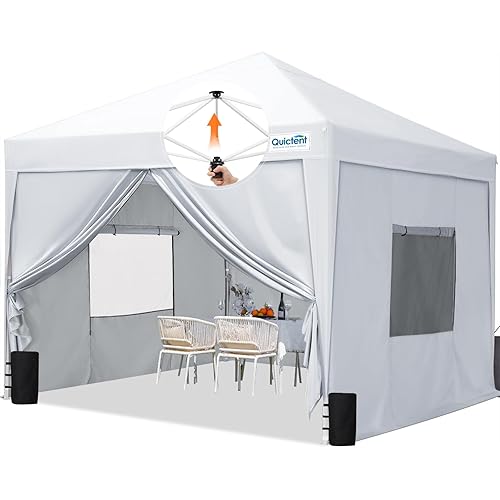 Quictent Privacy 10x10 Pop up Canopy Tent with Sidewalls and Roll-up Ventilated Windows, One Person Setup, Easy Outdoor Commercial Gazebo Shelter Enclosed Waterproof, Bonus 4 Sandbags