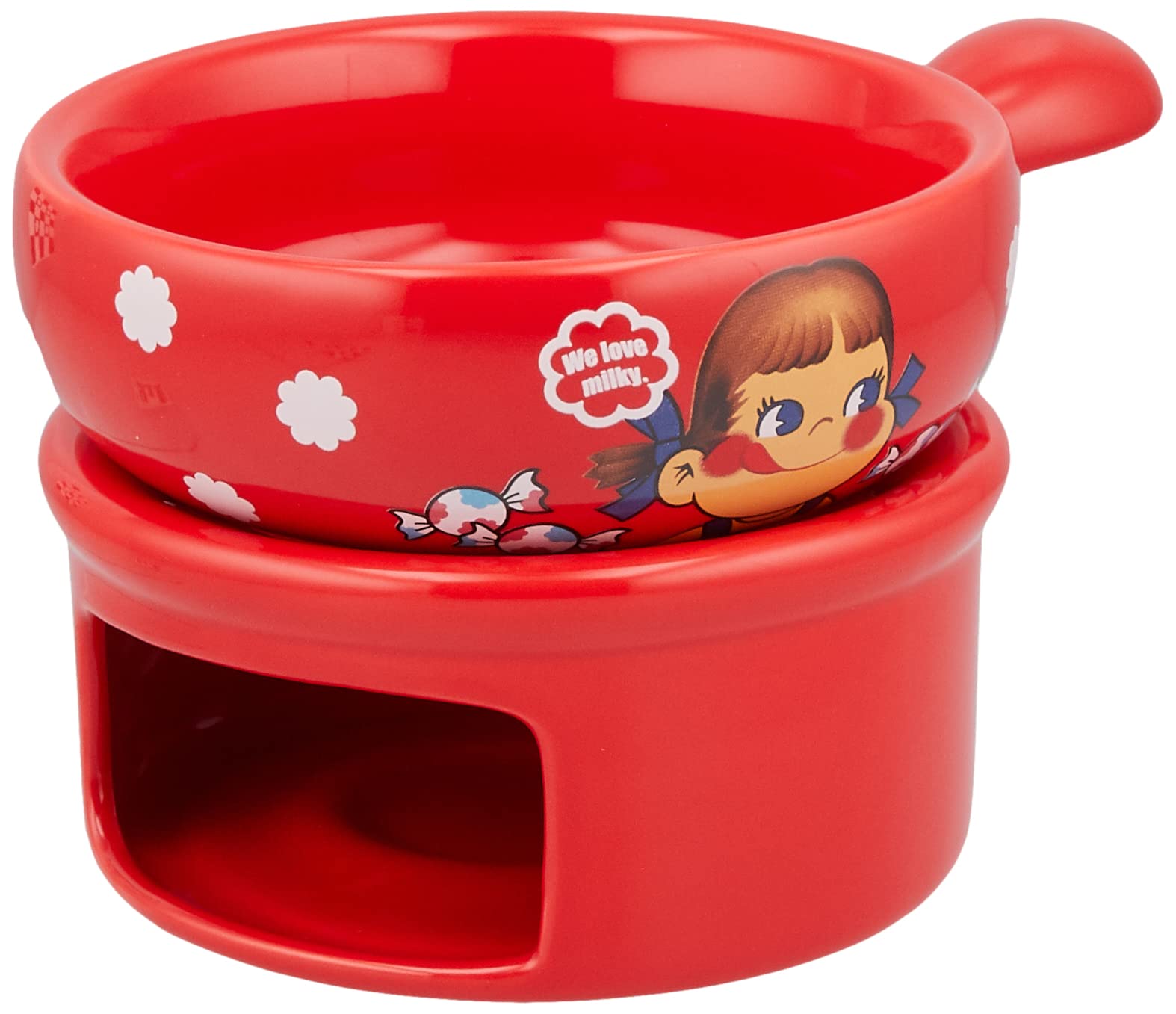 サンアート Sunart SAN3799 Fujiya Peko-chan Fondue Set, Approx. 12.5 fl oz (370 ml), Red
