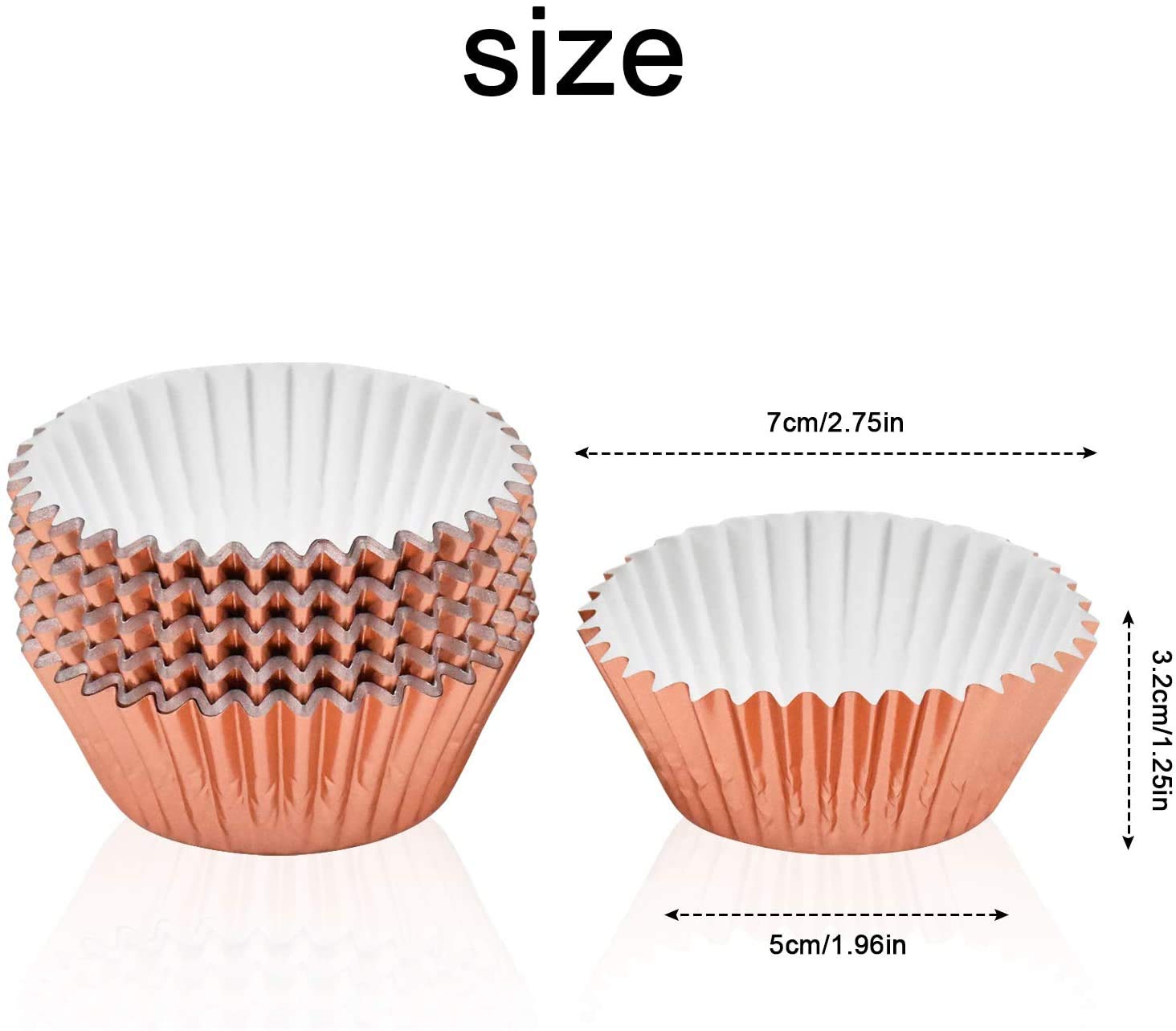 Kissral 100PCS Foil Metallic Cupcake Liners, Foil Baking Cups, Cupcake Paper, Baking Cases, Cupcake Wrappers, Muffin Cases Paper, Cupcake Liners for Wedding Birthday Christmas Party (Gold)