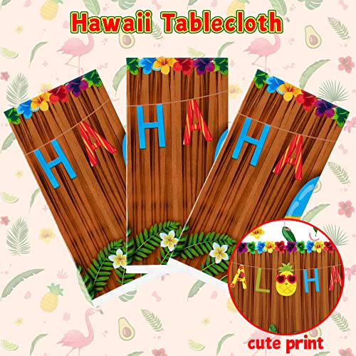 Bkeecten 3Pcs Hawaiian Luau Tablecloth For Party Decoration, 54×108 Inch Hawaii Disposable Plastic Table Covers Palm Leaves Pineapple Tablecloth For Summer Beach Birthday Tropical Aloha Party Supply #TOP2