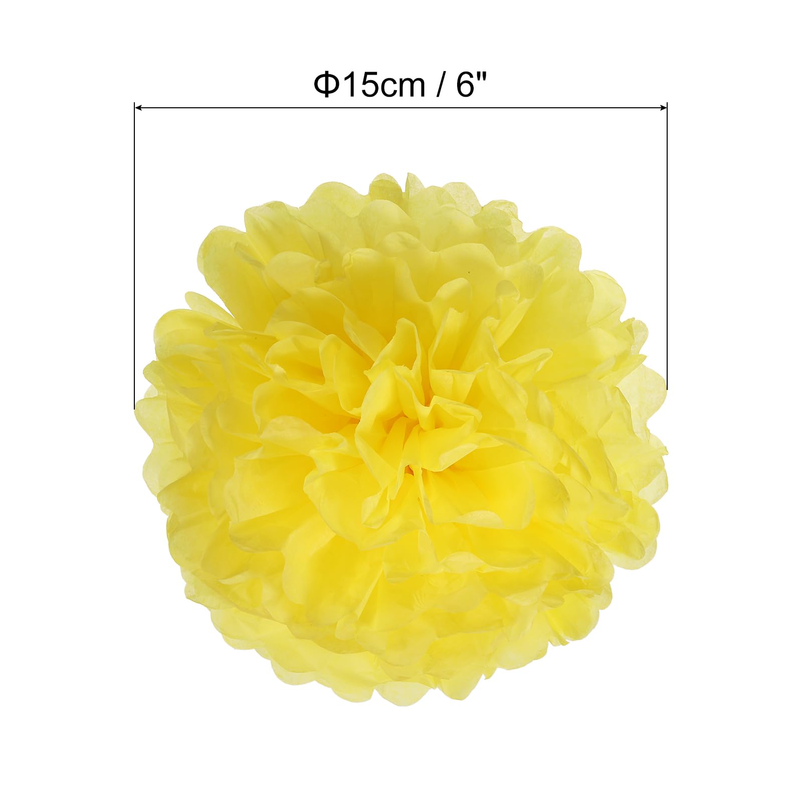PATIKIL Fiori Pom Pom In Tessuto Da 6", Confezione Da 20 Palline Di Fiori Di Carta Per Decorazioni Per Matrimoni, Addio Al Nubilato, Compleanni, Feste, Sfondi, Giallo