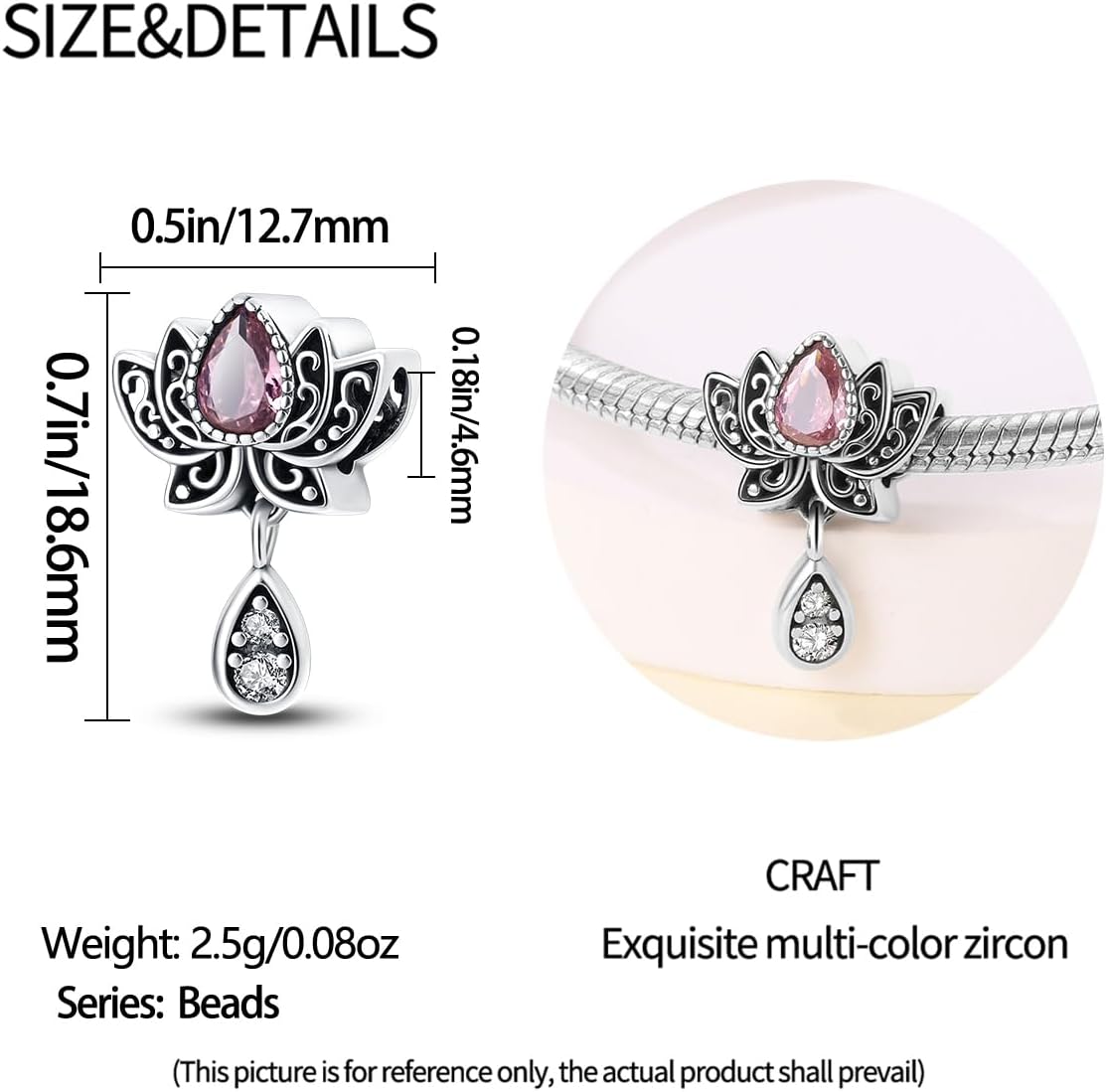 MICOO 925 Sterling Silver Clip Cubic Zirconias Beads Charms for Bracelets and Necklace,2pc Double Gifts for Mums, Couples and Sisters - Image 4