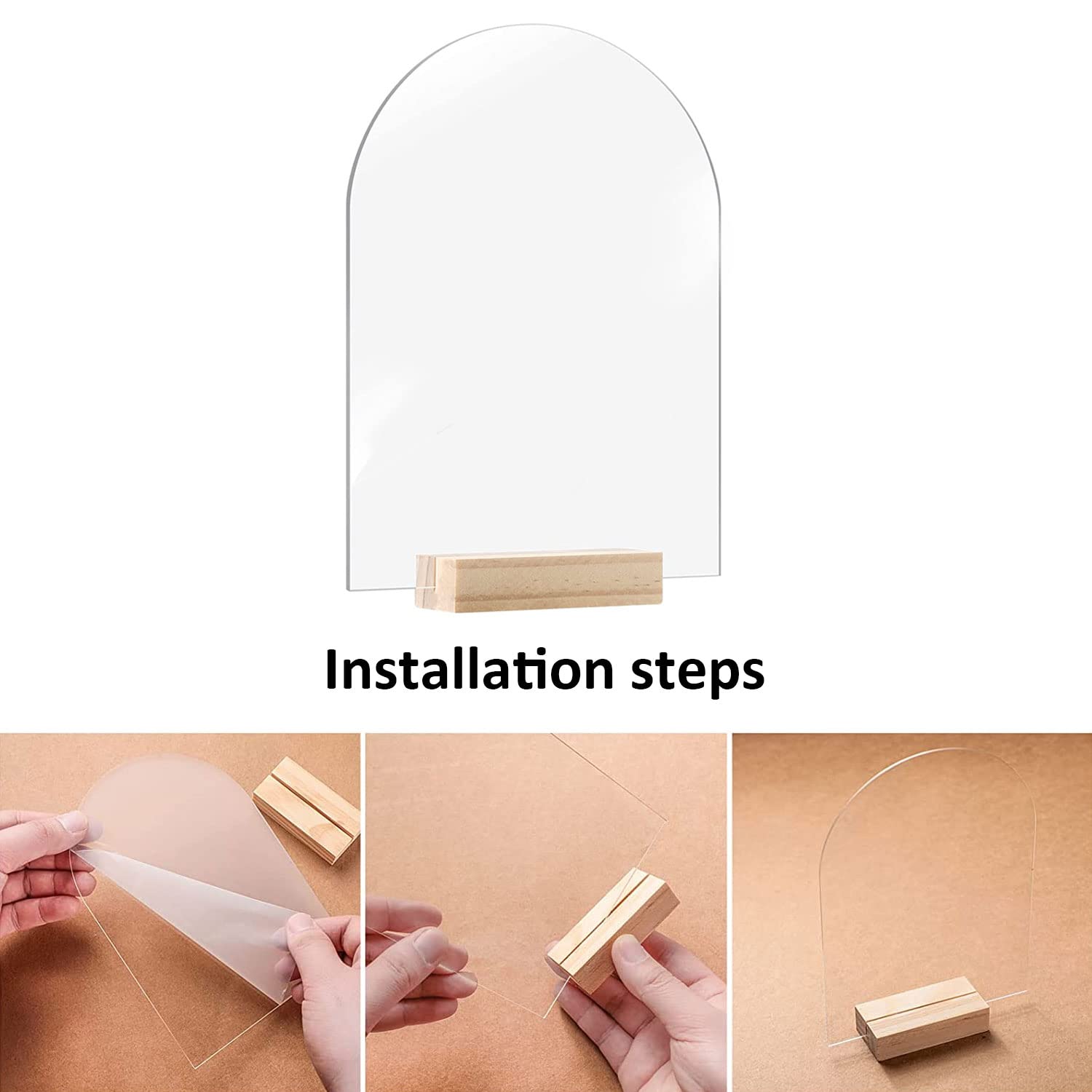 DRERIO Lot De 6 Cartons De Placement Panneaux En Acrylique Transparent Avec 6 Support Cartes Pour Noms D'invités, Numéros De Table Pour Décoration De Fête De Mariage, événement