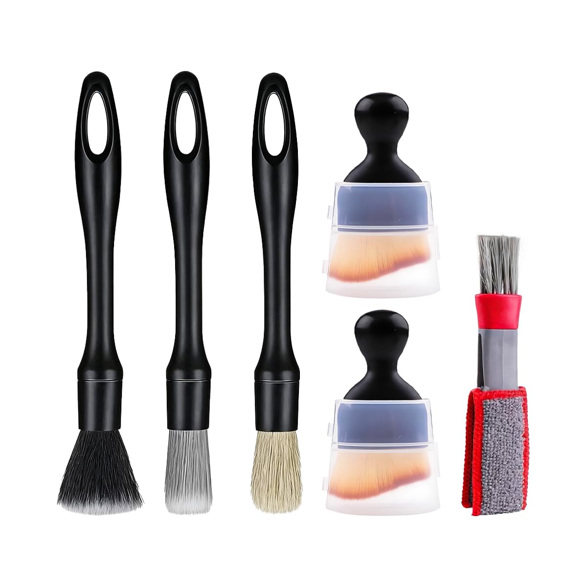 6PCS Car Detailing Brush Kit, Including 3 Ultra Soft No Scratch Boar Hair & 3 Vent Cleaning Brushes, Multi-Use Automotive Interior Detailing Kit, Universal for Most Vehicles-image-22