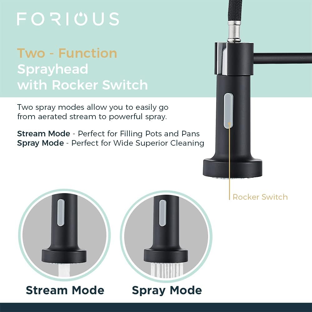 Get Discount 70% Price FORIOUS Gold Kitchen Faucet with Pull Down Sprayer, Commercial Spring Kitchen Sink Faucet with Pull Out Sprayer, Single Handle Kitchen faucets with Deck Plate, Champagne Gold …