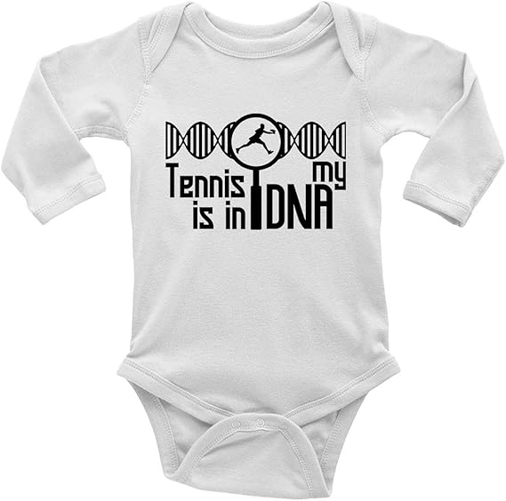 Shopagift Novelty & Special Use Clothing,Novelty,Bodysuits & One Pieces Shopagift Tennis is in My DNA Long Sleeve Baby Grow Vest Bodysuit