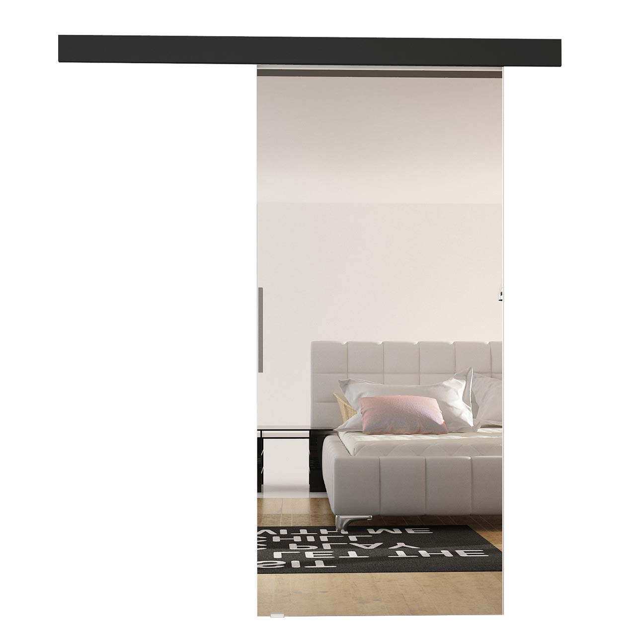 Mirjan24 Schiebetürsystem Flash II 90 cm mit Spiegel (Schwarz)