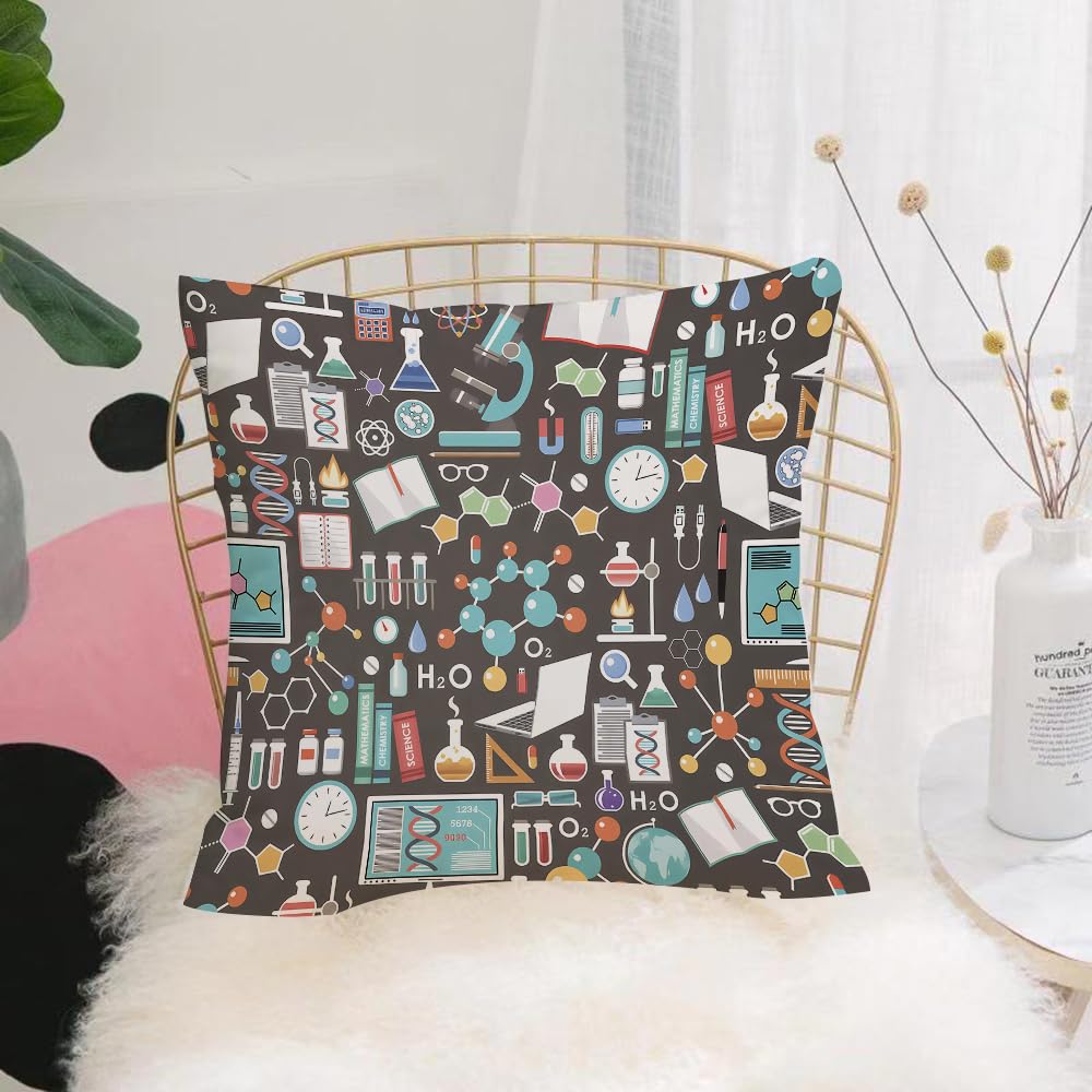 Hyosxw Seamless Chemical And Scientific Pattern. Ve - A5 Cushion Cover,Throw Pillow Case Home Decorative For Living Room Bedroom Sofa Chair 18X18 Inch,Seamless Chemical And Scientific Pattern. Vector,Pillowcase 45X45cm
