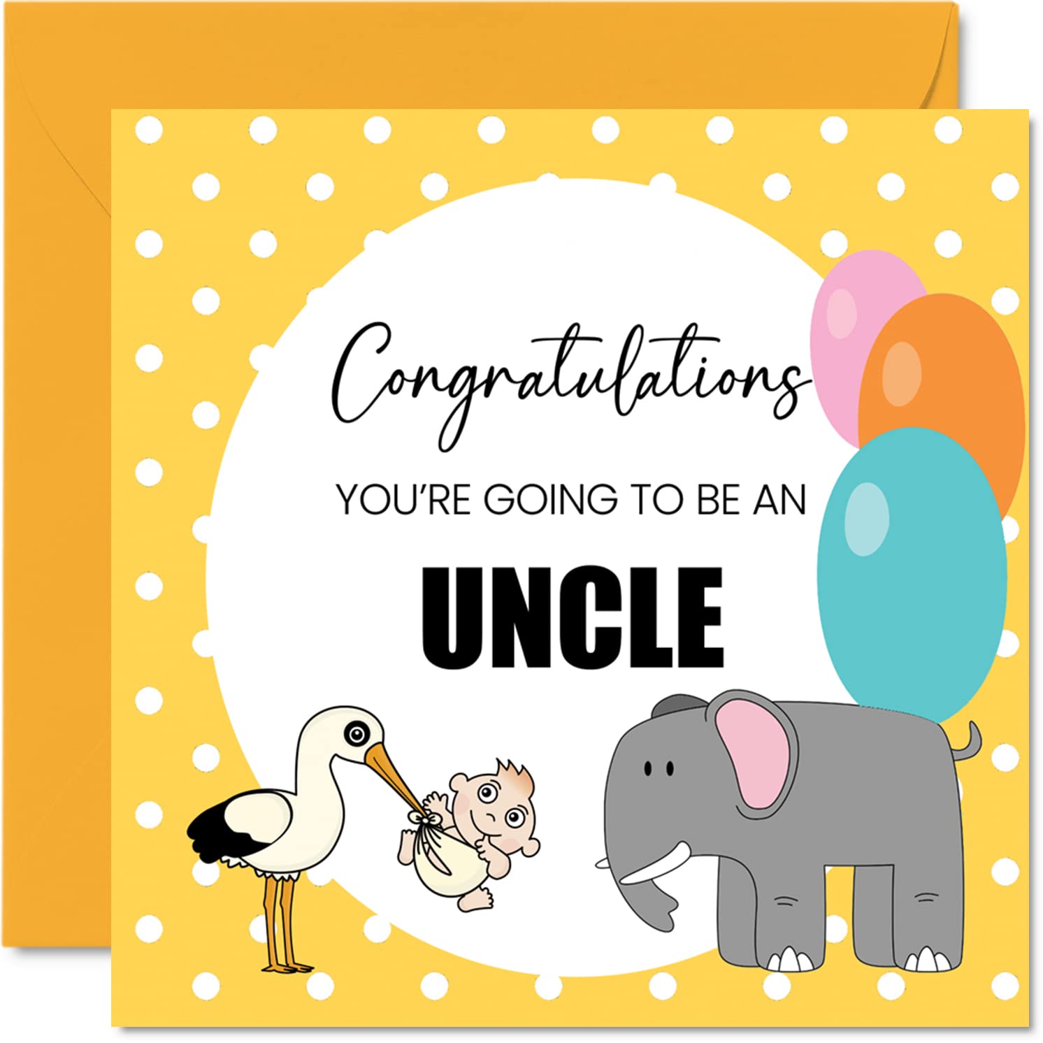 Stuff4 New Baby Card Unisex, Baby Announcement Uncle, Congrats Baby Cards Newborn, Well Done Congrats New Baby Cards, Welcome To The World Home Gifts, 145mm x 145mm Baby Greeting Cards for Uncle