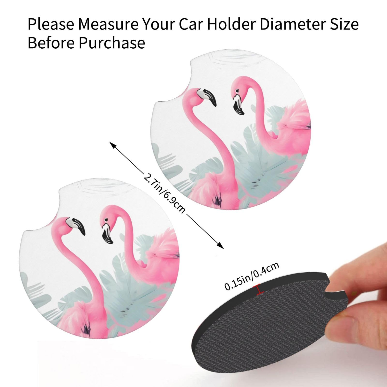 Set Di 2 Sottobicchieri Auto In Ceramica – Fenicottero, Assorbenti E Antiscivolo, 6,5 Cm - 3