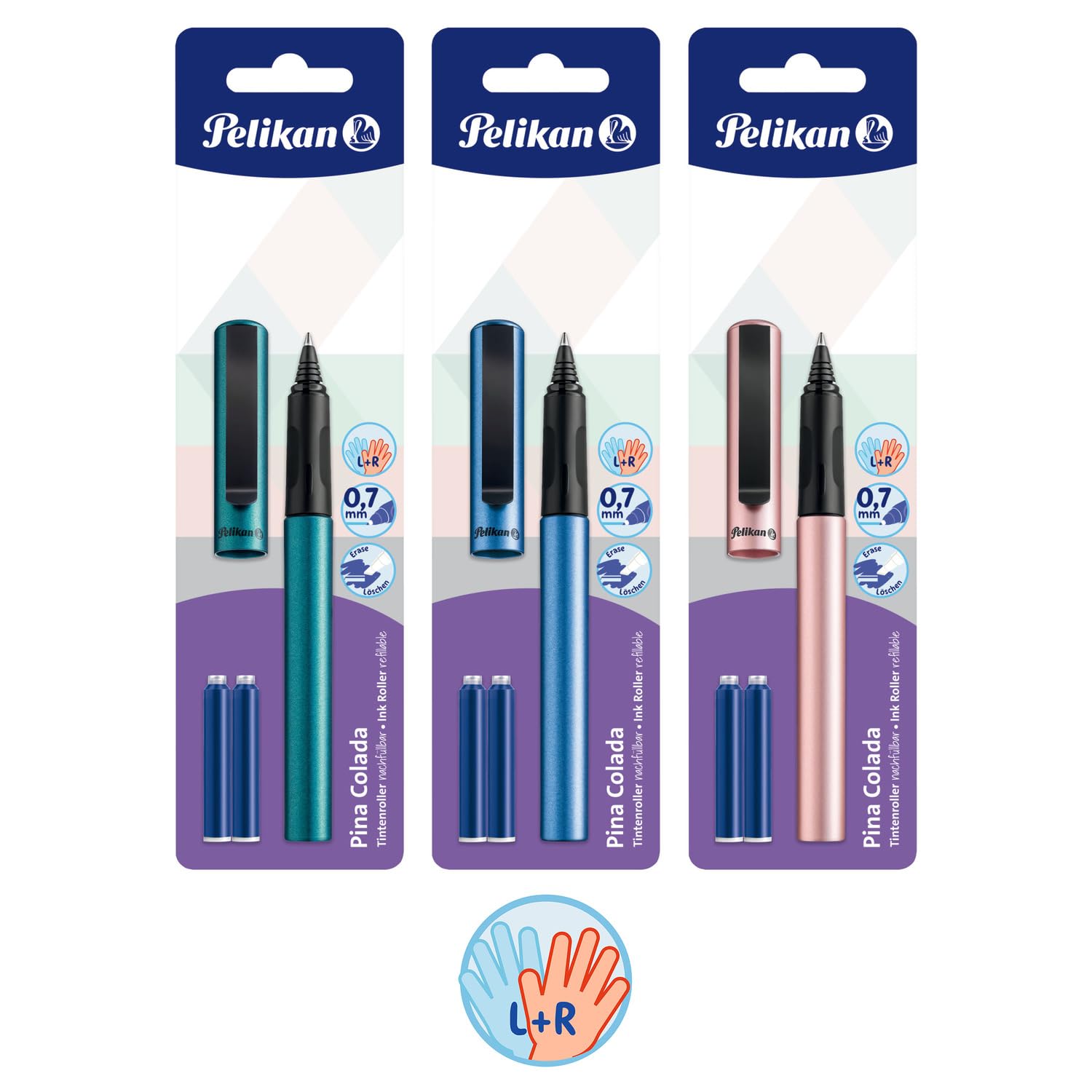 Pelikan Pina Colada Rollerball Pen with 3 Standard Ink Cartridges (Random Colour)