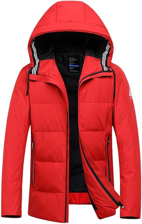 Amazon Co Jp 男性の冬のダウンジャケットフード付き 暖かく快適パフィージャケット男性 風邪メンズファッションジャケット 色 赤 サイズ 2xl ホーム キッチン
