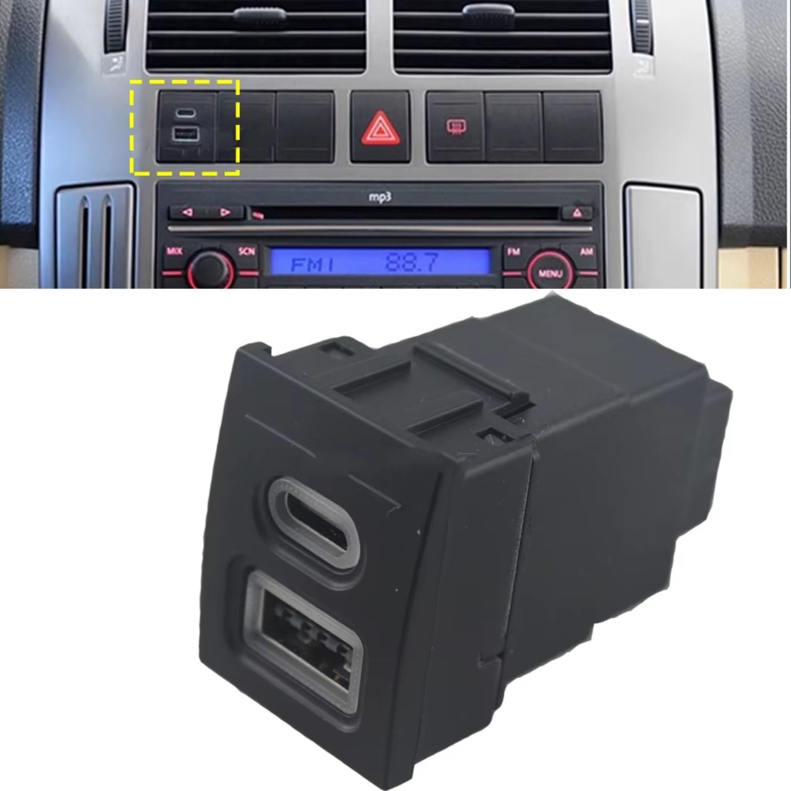 Consola USB Compatible Con VW Para Polo 2004-2011 Coche Para Cargador PD Carga Rápida QC3.0 Adaptador Carga De Teléfono Botón Salida Puerto USB