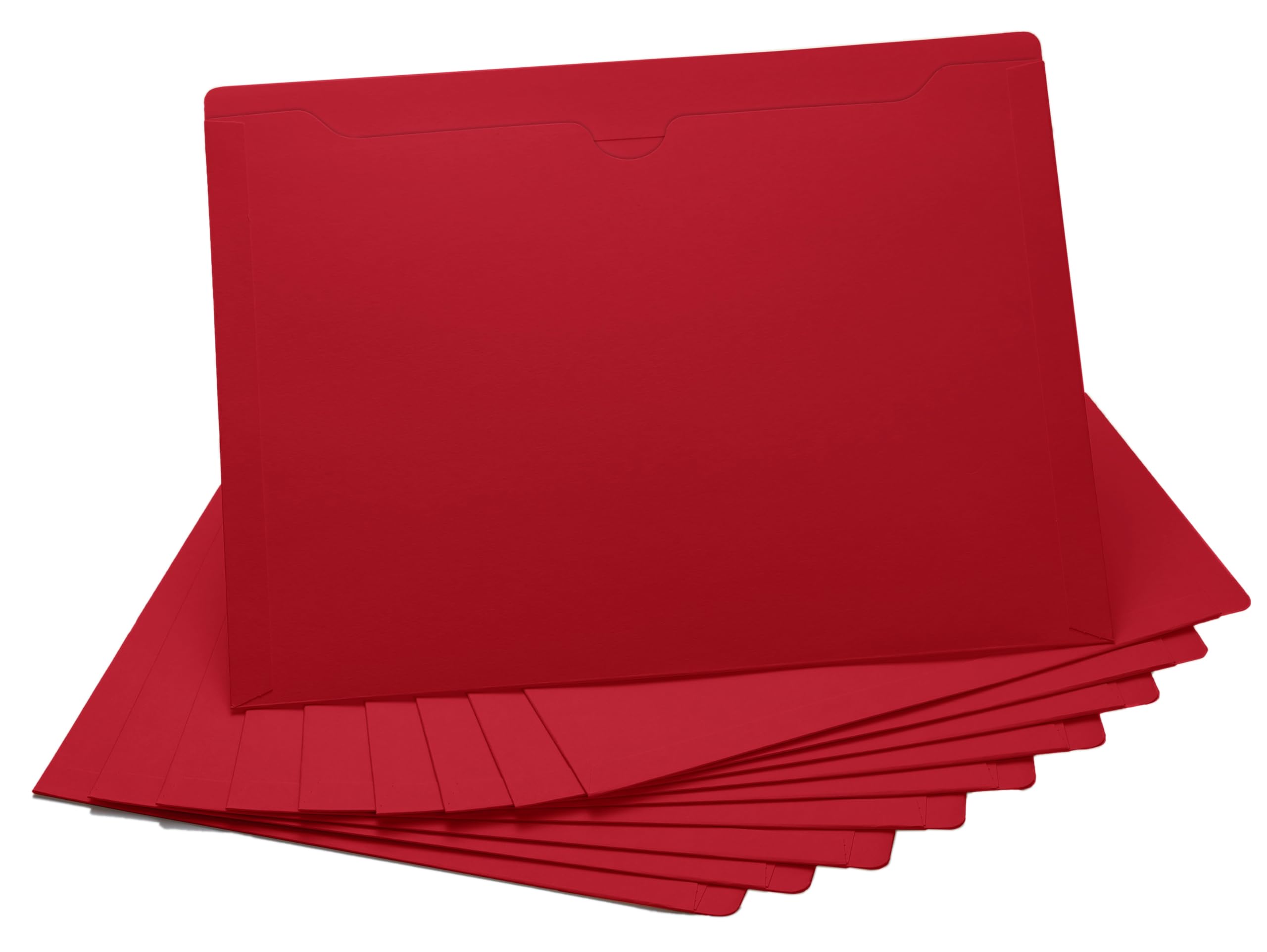 Red File Jackets, Flat-No Expansion, Letter Size, Reinforced Straight-Cut Tab, 10 Pack
