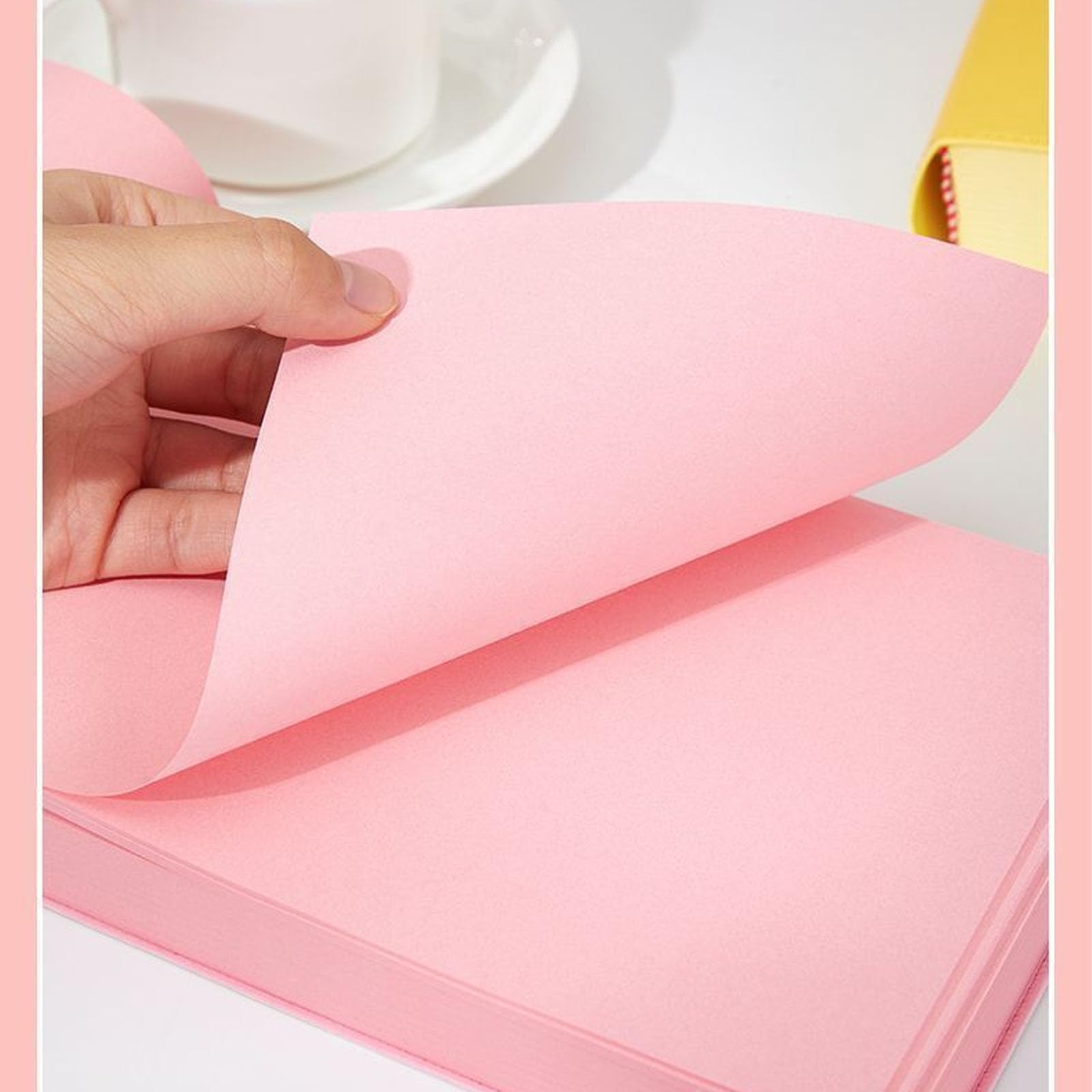 Carnet de notes A5 720 à couverture rigide avec couverture en cuir synthétique, carnet vierge épais de couleur pastel, ruban marque-page, pour le travail, les études et les notes, ne traverse pas les