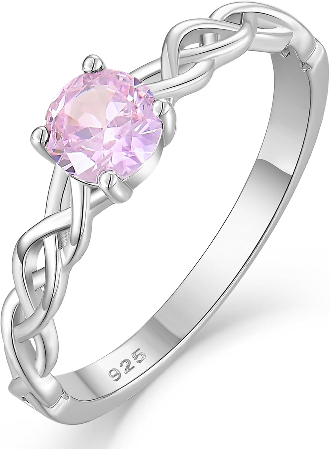 Twisted Ring Women Birthstone Infinity Band Solitaire Sterling Silver Wedding Promise Rings Size 5-10