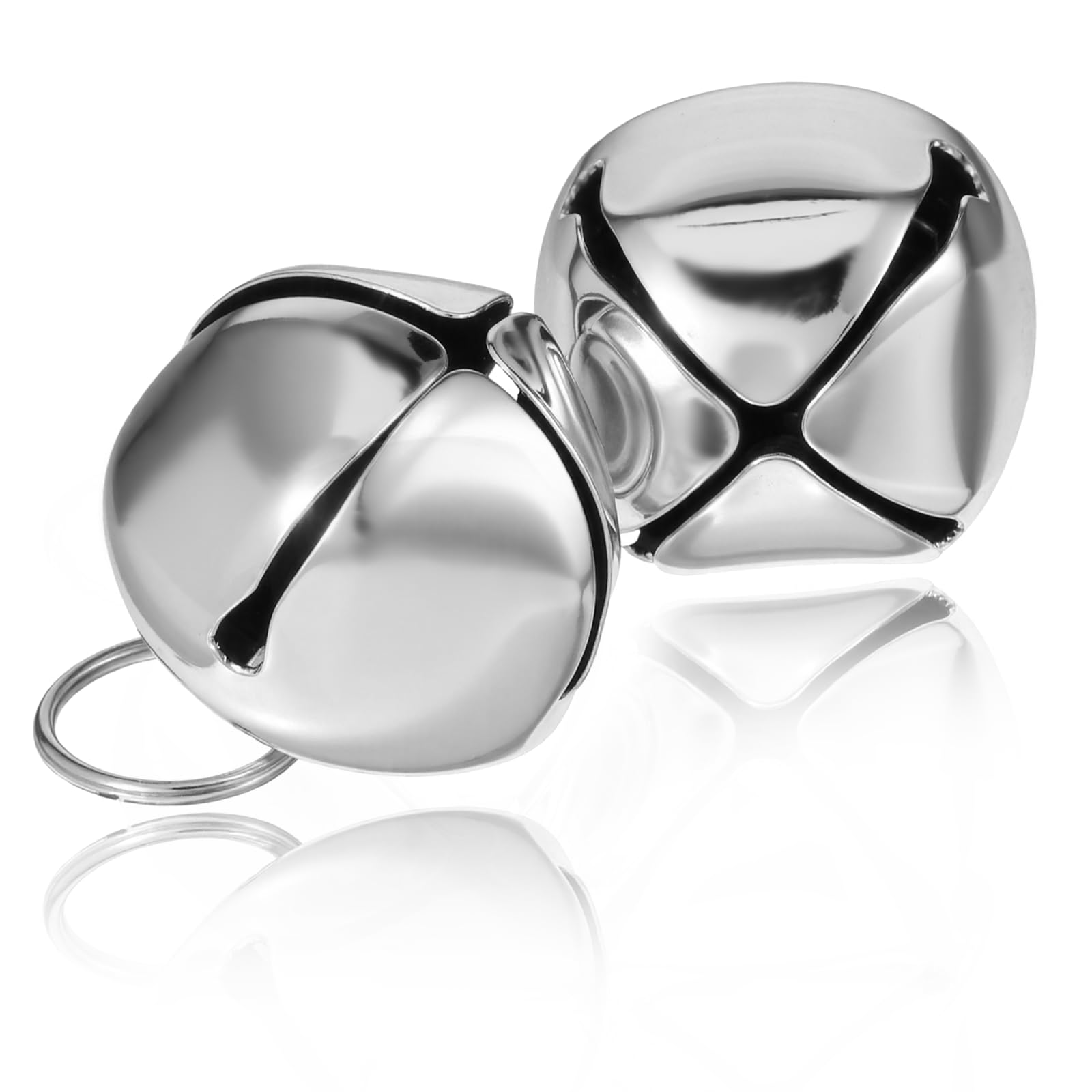 Xthrotsenk 2 Pcs 1.18'' Large Dog Bells Silver Dog Collar Bell Collar Loud Bells Cat Bells Collar Handmade Metal Puppy Hanging Ring Bells with Ring Pet Pendant Accessories for Dog Cat Pet