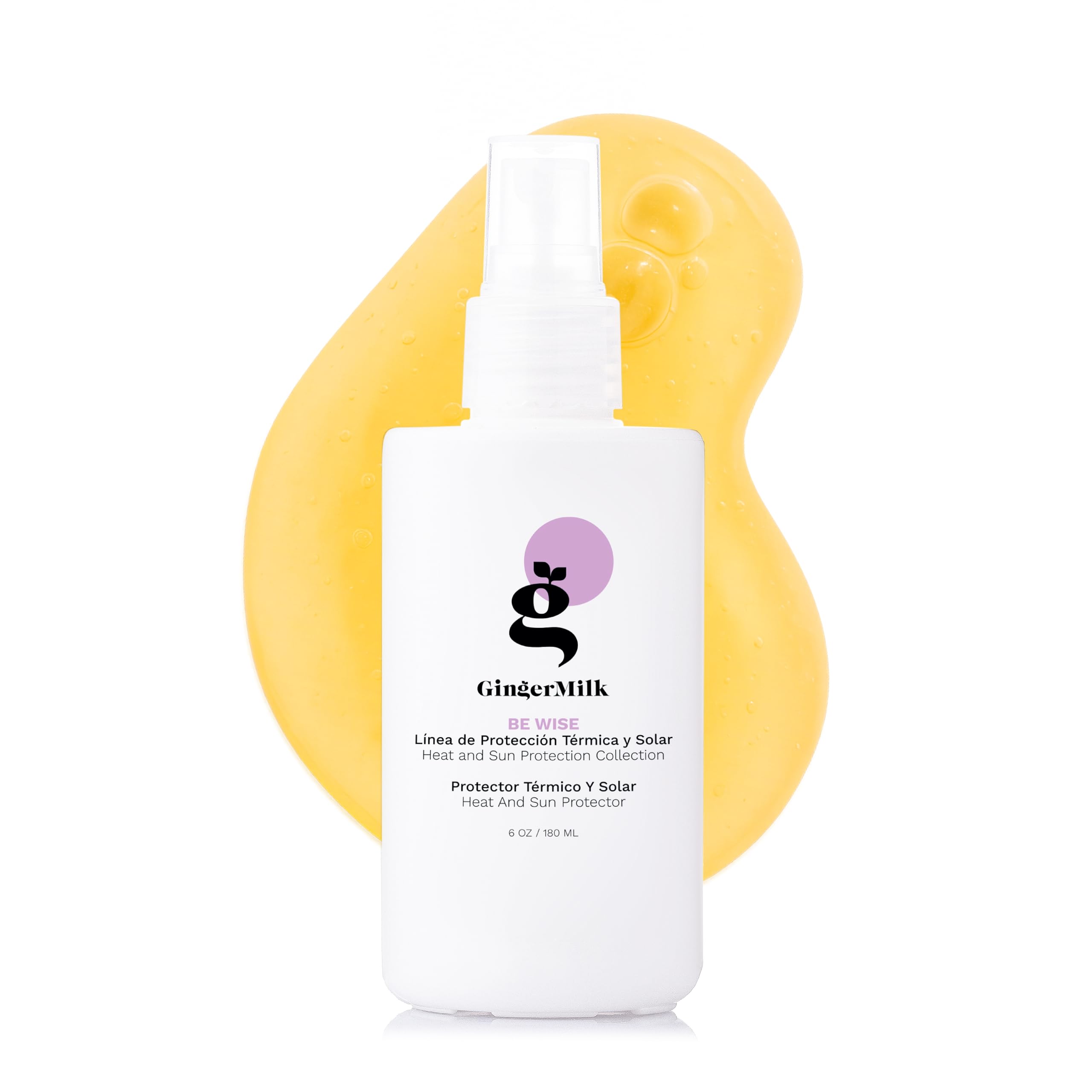 Defend Your Hair from Heat & Sun Damage: GINGER MILK Thermal & Solar Protectant for All Hair Types, Hydrates & Prevents Frizz - 6 oz