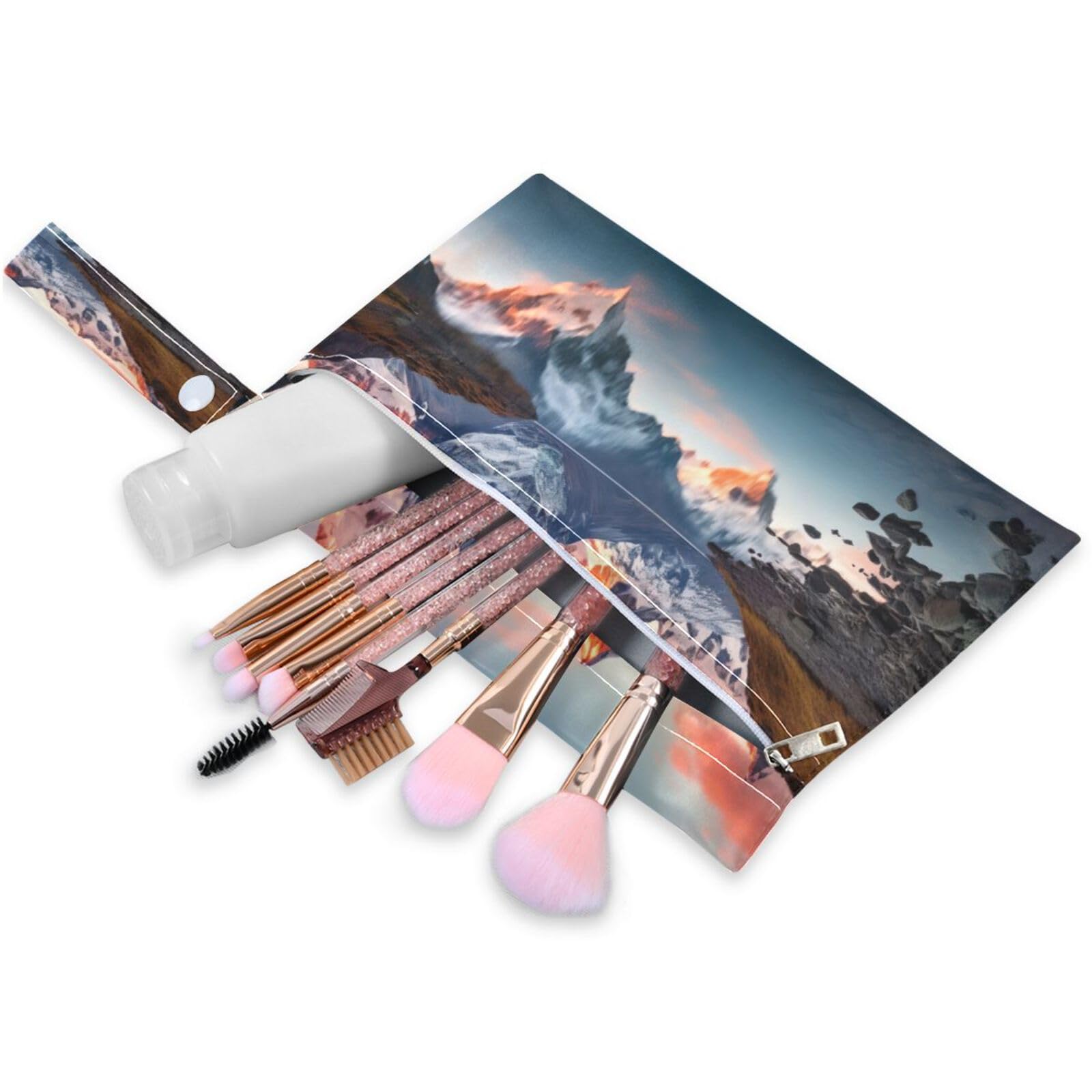 ATTX Colorful Wild Flowers Wet Dry Bags 2-Pack - Reusable Cloth Diaper Storage for Travel, Beach & Gym | Multi-Use Waterproof Bags for Swimsuits, Baby Clothes, Sports Gear#175