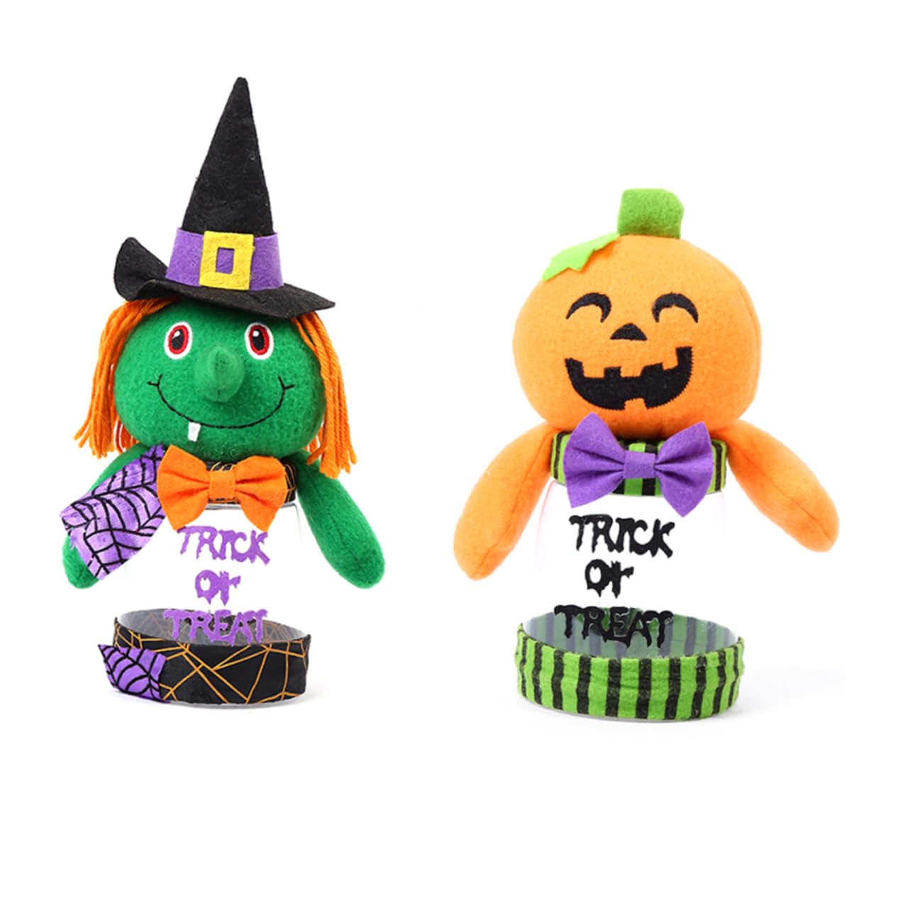 Anneome Mini Halloween Candy Holders 4 Pack Pumpkin Cookie Jar Set Plastic Candy Jars for Halloween Decor