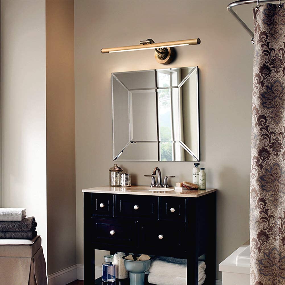 Oświetlenie lustrzane LED Vintage Lustro łazienkowe Lampa do makijażu Antyczny mosiądz Lustro z regulacją kąta Przednie światło Wodoodporna lampa ścienna Neutralna biel 4000 K L43CM/7W (L43CM/7W)