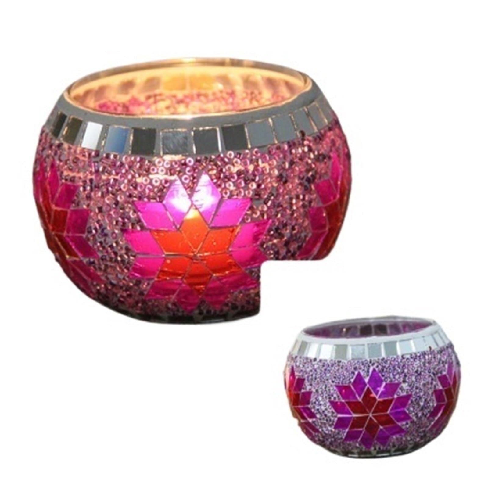 Candle Holders Color Snowflake Mosaic Glass Candlestick Candle Stick Holders(Style2)