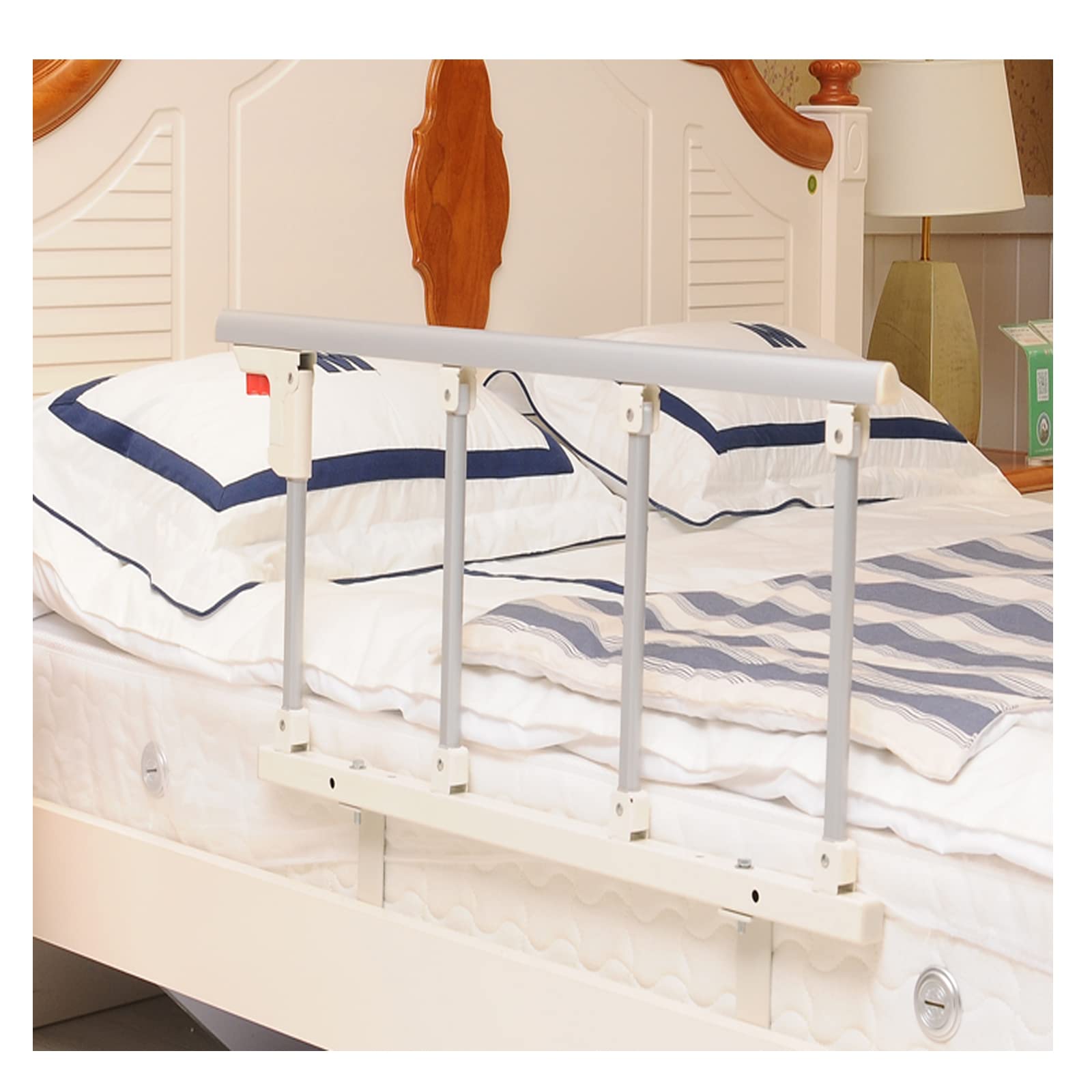 Plegable Impermeable Portátil Aluminio Barandilla,Barra De Protección Lateral De La Seguridad De La Cama Plegable for Ancianos De Asistenciade Seguridad,Blanco,Fourth Gear