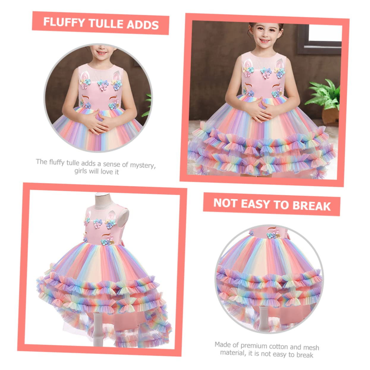 Garneck Vestito Gonna Tulle Rosa Costume per Feste Cosplay e Compleanni Gonna Tutu Traspirante e Leggera per Bambine