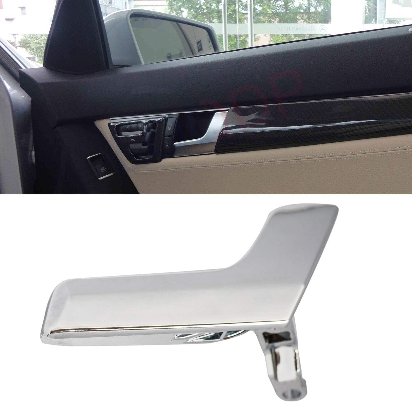 New 1pcs Chrome Interior Door Handle Kit for Passenger Right Side (Front or Rear) Compatible With W204 C-Class C180/C200/C230/C250/C280/C300/C350/C63 AMG X204 GLK250/GLK280/GLK300/GLK350