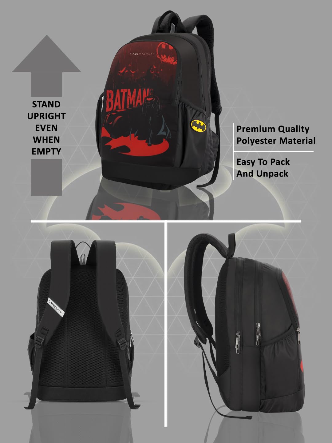 Lavie Sport 47cm Batman Crusader 33 litres Casual Laptop Backpack for Men/Women & Boys/Girls (Black) 4 619pPFr4URL. SL1440