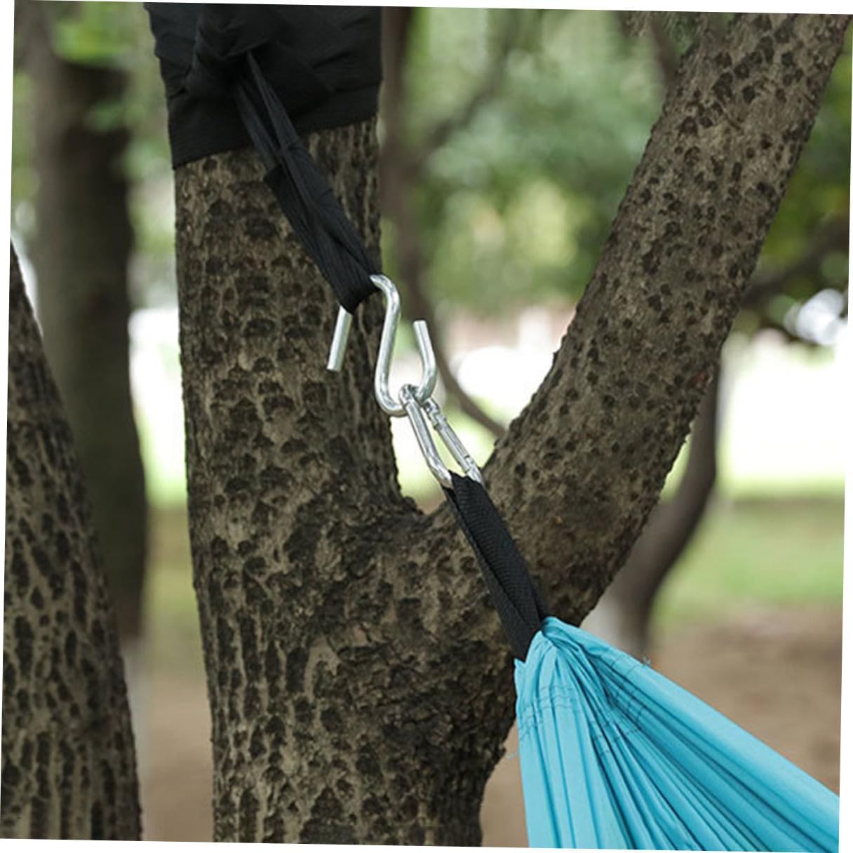 6pcs Adjustable Nylon Hammock Tree Straps with Reinforced S-Hooks for Outdoor Swing Hanging, Heavy Duty Hammock Suspension Ropes Suitable for Camping and Backyard Use