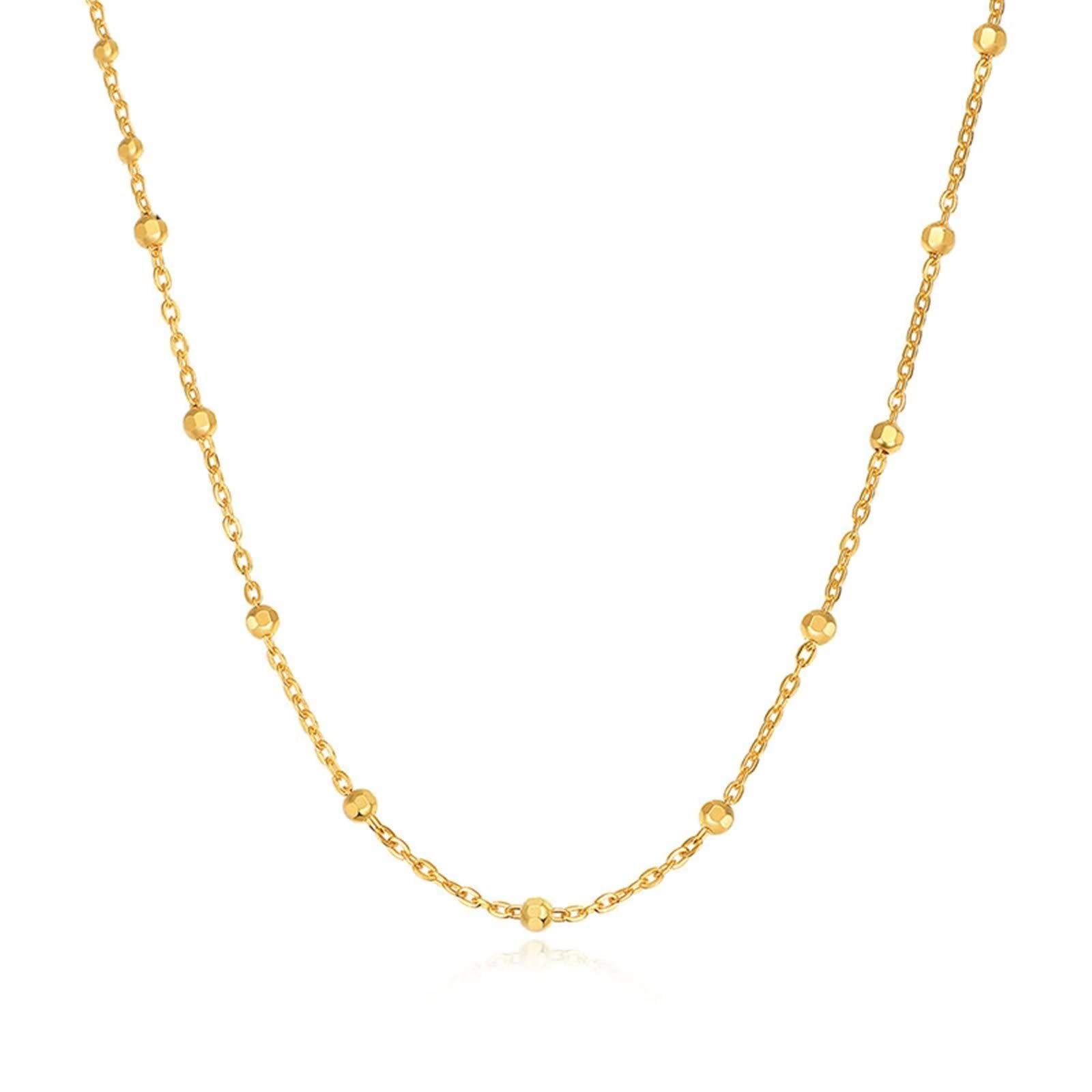 Collar de Cadena de Bolas para Mujer de Oro Amarillo de 18 Quilates para Fiesta de Boda
