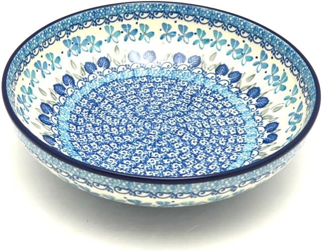 Polish Pottery Bowl - Contemporary - Medium (9") - Blue Orchids