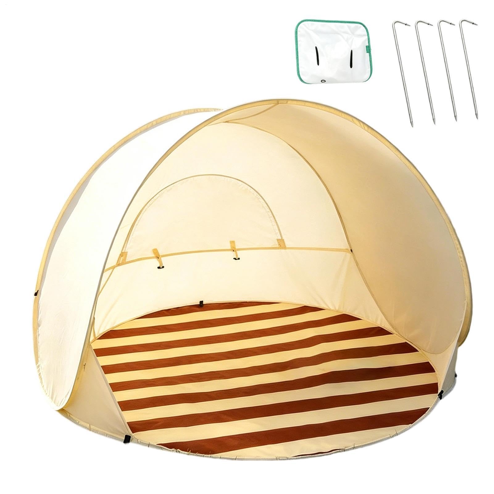 da Spiaggia 3-4 Persone Rete Fine Facile Portatile | Tenda da Campeggio Parasole per Spiaggia Solare per Campeggio Pesca Escursionismo Picnic Viaggio Festa Estiva