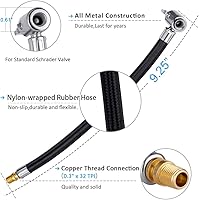 Vista 3 de 2 PCS Locking Air Chuck with Air Hose and Standard Tire Valve Fine Thread, Air Inflator Hose Adapter for Twist On Convert to Lock On Connection