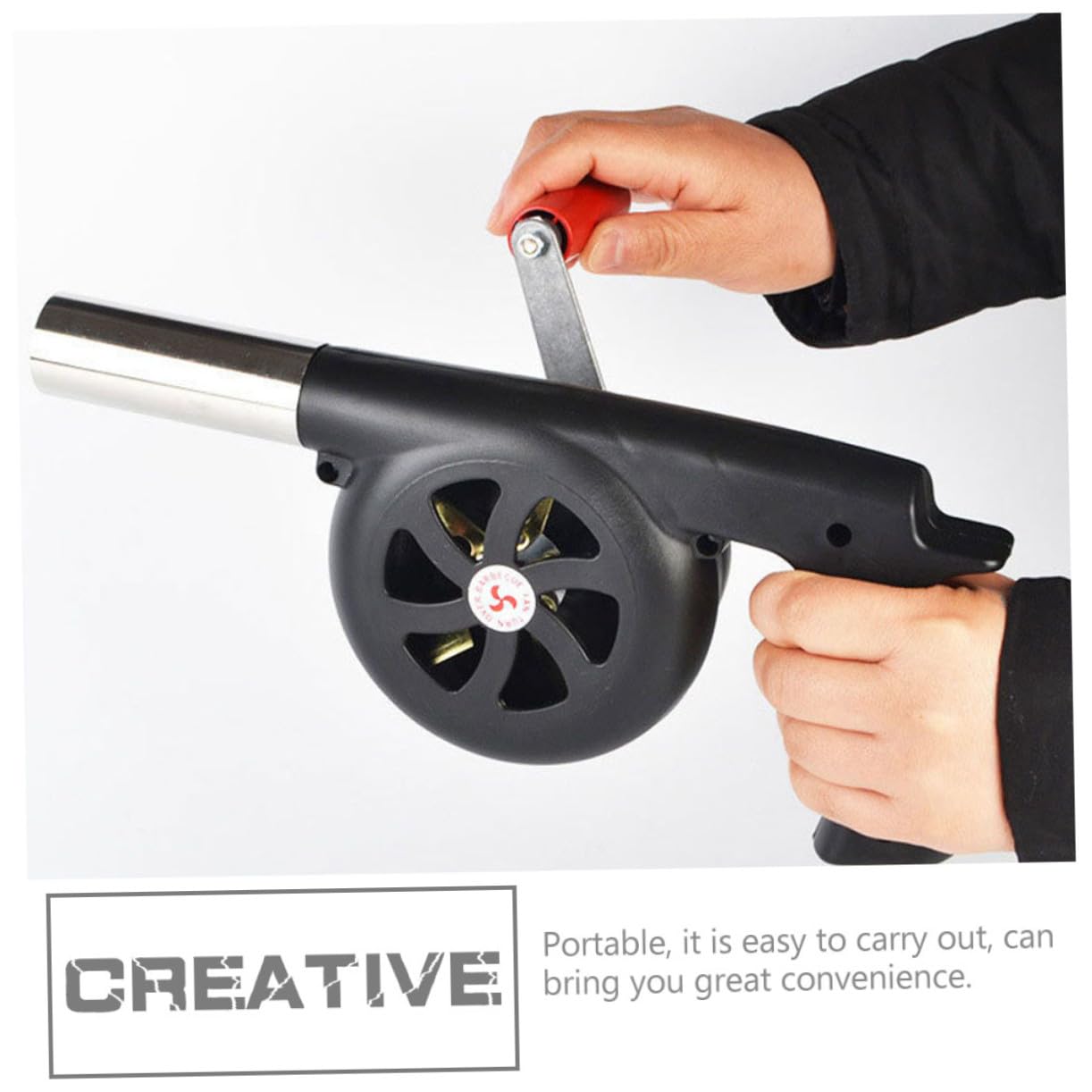 Yardwe Soffiatore a Mano per Barbecue Esterno, Ventilatore Portatile in ABS e Ferro, Comodo per Accendere Carbone e Campeggio all'Aperto