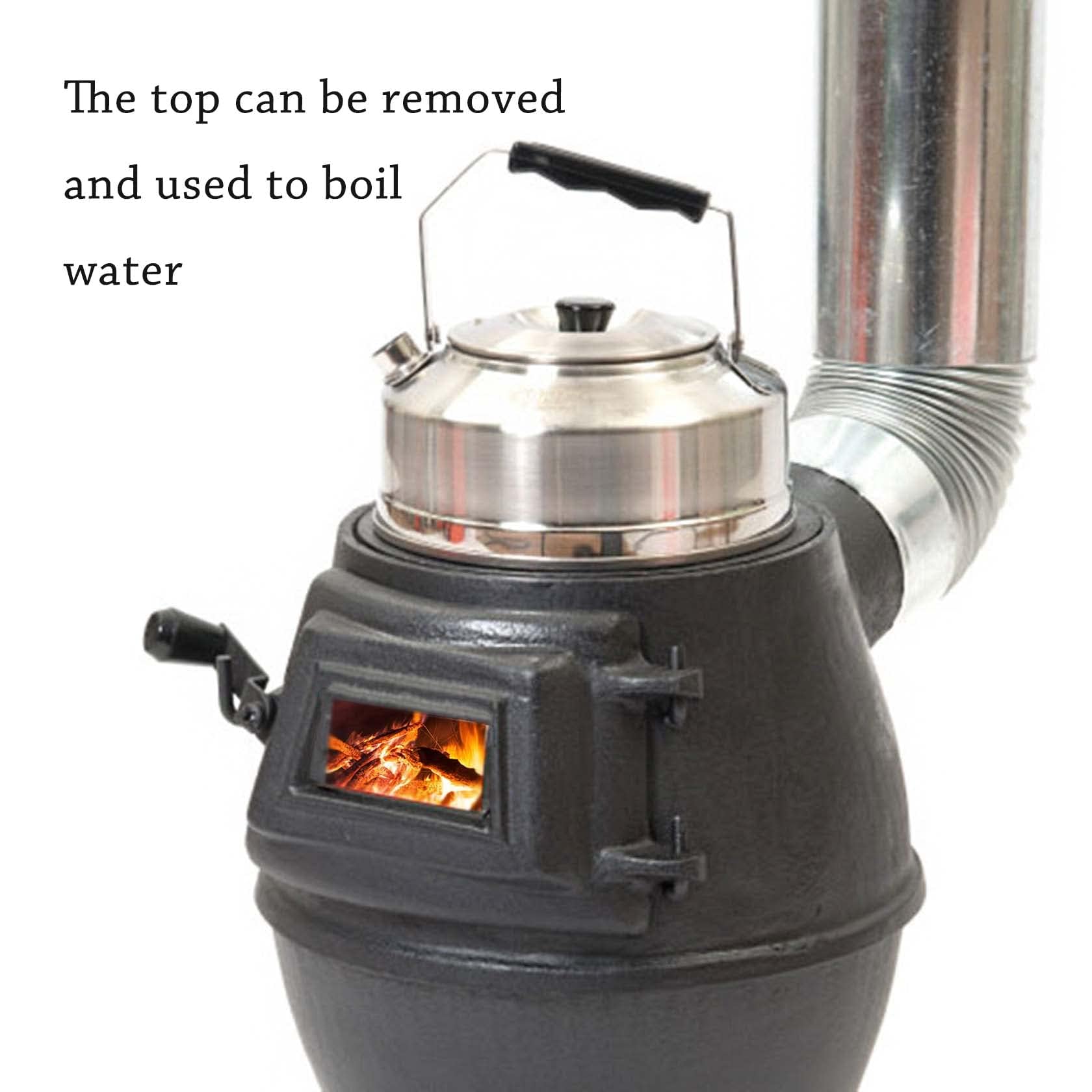 Réchaud multi-combustible portable – Chauffage et cuisinière de camping pour l'extérieur et l'intérieur – Construction en fonte durable