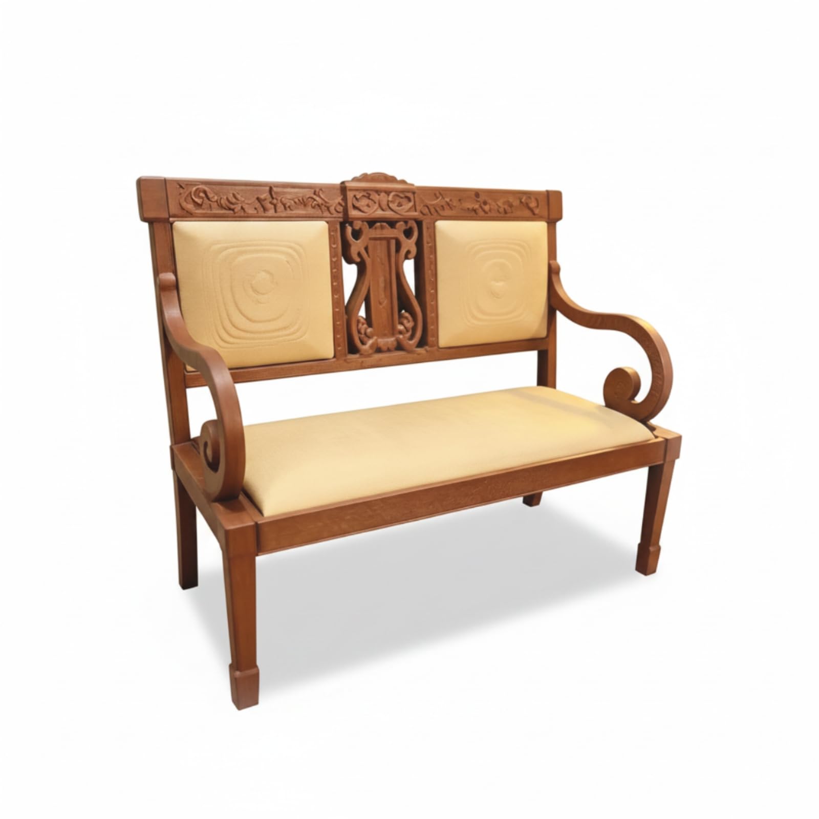 Sedia in Ridotta con Schienale Decorativo E Braccioli Arrotondati con Rivestimento in Tessuto Crema per Composizioni in Miniatura E Scaffale da Collezione