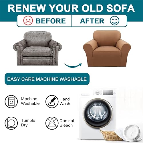Miniatura 7 de Turquoize Fundas 100% impermeables para silla, fundas elásticas para sala de estar, sofá, funda de sofá con brazos, protector de muebles para