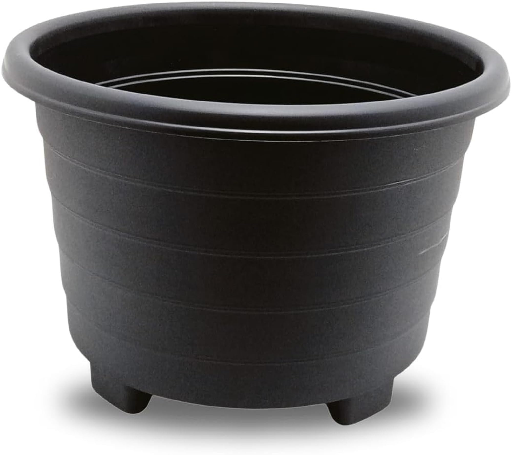 ELMORA'Z Large Planter 32cm Plastic Plant Pot Indoor Outdoor Garden Patio Round Planter with Feet Marked Drainage Hole Herb Flower Pot Plant Container Sleek Black