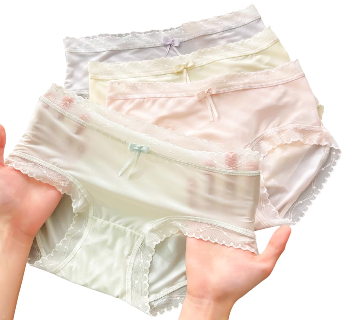 Seamless Underwear for Women, No Show Bikini Panties, Breathable High-Waisted Underwear, Multicolor, 3-Pack Free_Size