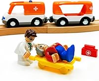 Vista 5 de Juego de trenes magnéticos y autos de madera, accesorios de tren para niños pequeños de 3 a 5 años, juegos de trenes de madera para niños de 3 a 4 a
