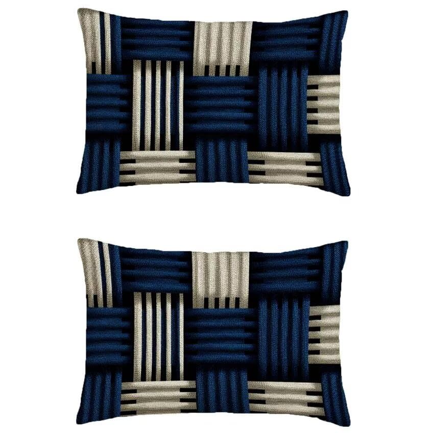 Coussin exterieur impermeable 60x90 cm lot de 2 rectangulaire aspect lin durable